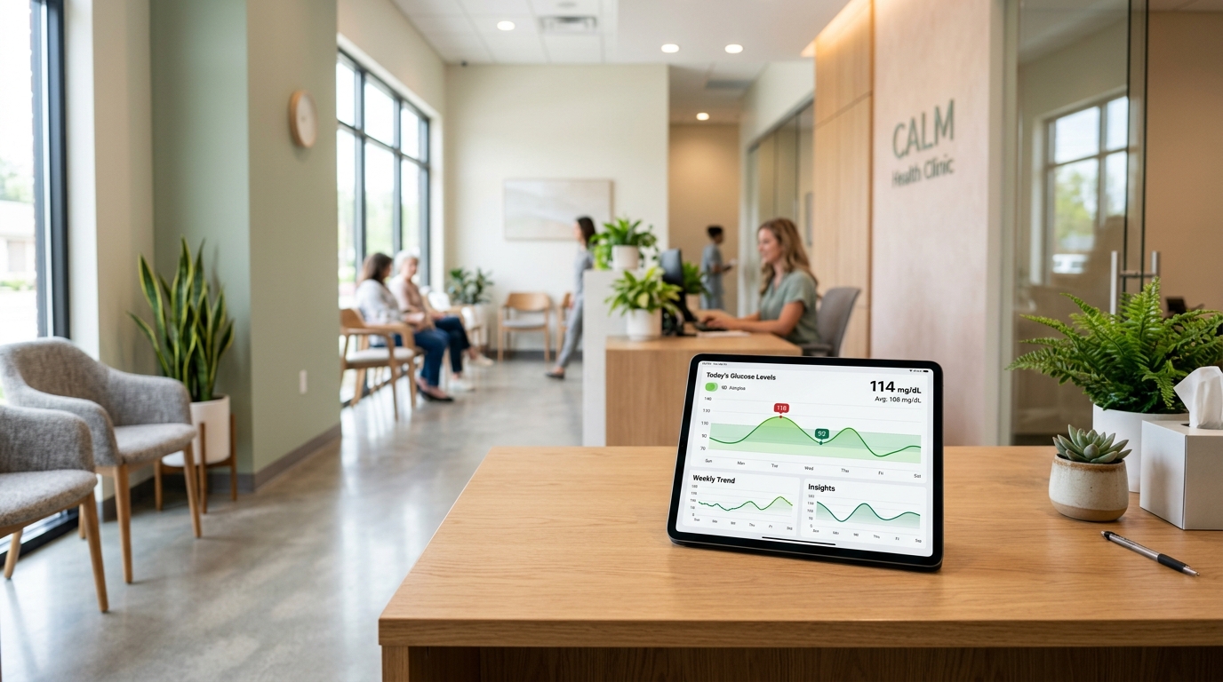 Kode Life Tech Wellness Clinic Interior with CGM Device